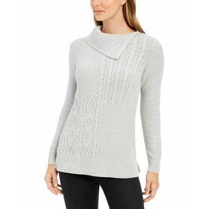 Karen Scott Envelope Neck Cable Knit Sweater Size M